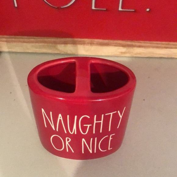 Rae Dunn NAUGHTY OR NICE toothbrush holder - Picture 2 of 2
